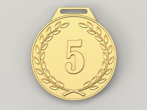 5 years anniversary medal cnc 3d-print stl award gold birthday celebration gift five-year 3d print model - Mito3D
