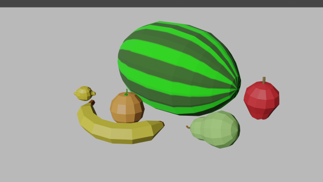 6 poly fruits pack 3d model in fruit 3dexport watermelon apple orange banana lemon pear lowpoly 3D print model - Mito3D
