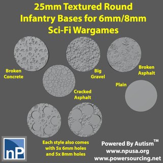 6mm-8mm infantry bases free game accessories 6mm 8mm 25mm epic base 40k battletech polyversal scifi wargames tabletop 3d print model - Mito3D