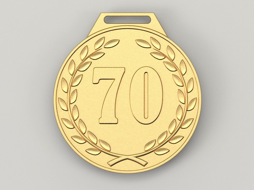 70 années anniversaire médaille 3d impression modèle in pièces monnaie badges 3dexport cnc print stl prix or fête cadeau badge 70th 3D print model - Mito3D