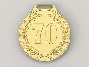 70 years anniversary medal 3d print model in coins badges 3dexport cnc 3d-print stl award gold birthday celebration gift badge 70th seventieth 3d print model - Mito3D