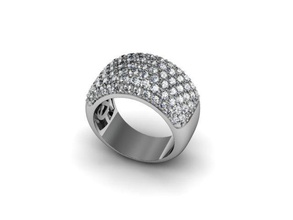 7 filas pavimentar banda 3d impresión modelo in anillos 3dexport anillo stl diamante oro joyería joya 3d print model - Mito3D