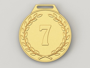 7 años aniversario medalla 3d impresión modelo in monedas insignias 3dexport cnc print stl premio oro cumpleaños celebracion regalo insignia 7th 3d print model - Mito3D