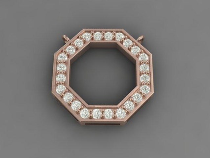 8 sided stampabile oro pendente 3d Stampa modello ciondoli gemma geometrico gioiello diamanti minimo design argento 3d print model - Mito3D