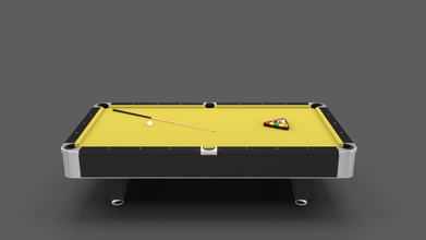 8 ball pool table yellow setup cue white blend dae obj blender cycles render cg cgi rack light 3d print model - Mito3D