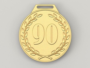 90 anni di anniversario medaglia la cnc 3d-stampa stl premio oro compleanno celebrazione regalo badge novantesimo 3d print model - Mito3D