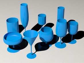 9 printable glass 3d print model in kitchen dining 3dexport 3dprint wine beer water cocktail simple beginner 3d print model - Mito3D