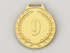 9 años aniversario medalla 3d impresión modelo in monedas insignias 3dexport cnc print stl premio oro cumpleaños celebracion regalo insignia 9th 3d print model - Mito3D