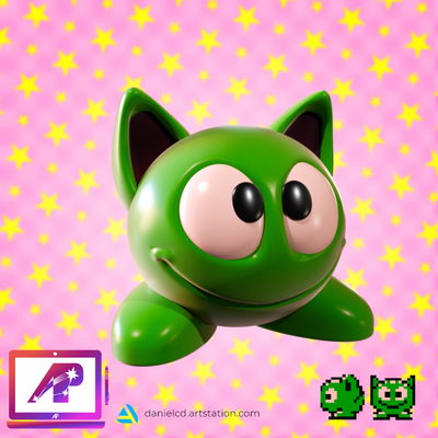 adventure of lolo leeper free 3d print model in monsters & creatures 3dexport kirby nintendo retro classic game miniature figure videogames toy ornament cute mario games character foe 3d print model - Mito3D