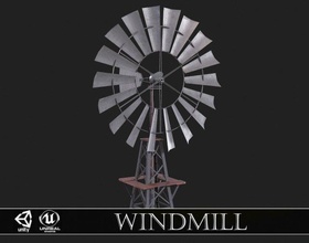 aeromotor windmill 3d model in environment 3dexport pump building buildings energy tower architecture house wind wheat water field country usa barn agriculture farm grinder flour propeller 3d print model - Mito3D