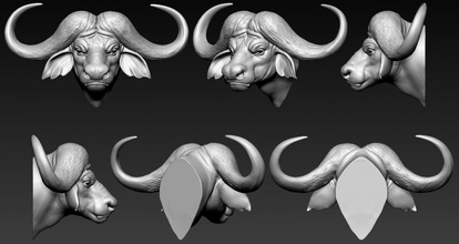african buffalo head 3d print model in sculpture 3dexport bull ox bovine cape neat beef toro art sculptures bison hamburger 3d print model - Mito3D