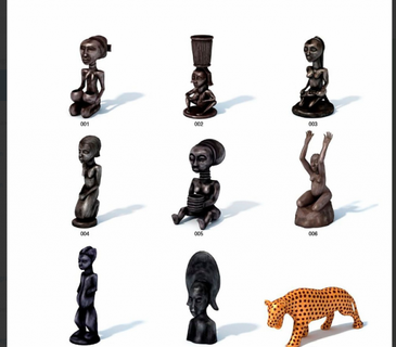 africano estatuetas conjunto stl 3d impressão modelo escultura 99 formato 3d print model - Mito3D