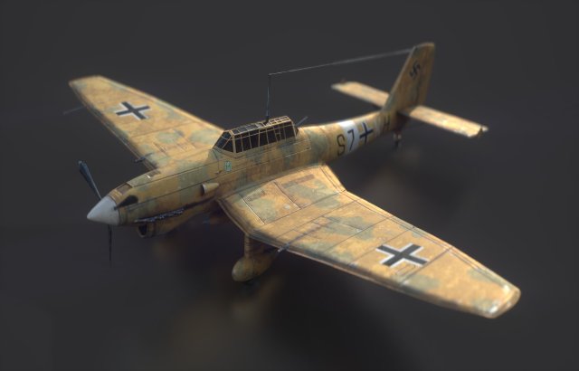 áfrica korps ju 87 stuka 3d modelo in antiguo 3dexport junkerstuka87 nazigerman guerra mundial aeronave bombardeo militar histórico fbx wehrmacht avión ww2 combatiente alemania panzerkampfwagen 3D print model - Mito3D