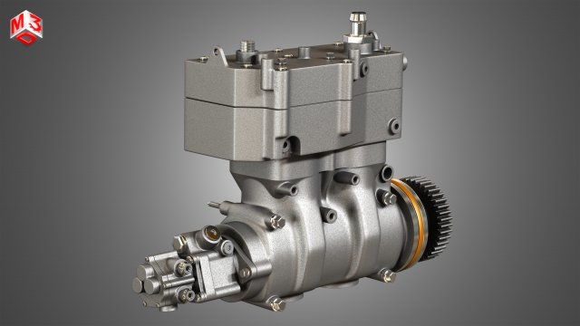 aire freno compresor pistón mx13 diesel motor 3d modelo in pesado equipo 3dexport paccar vehículo 3D print model - Mito3D