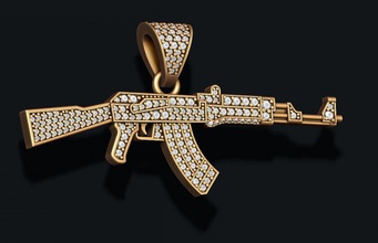 ak 74 pendant gems 3d print model in pendants 3dexport briliant stone gemstone diamond jewelry hip hop hiphop rap gangsta akm 47 ak47 ak74 kalashnikov 3d print model - Mito3D