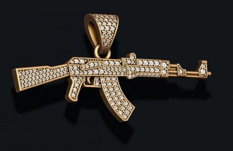 ak 74 pendentif gemmes brillant calcul gemme diamant bijoux hanche saut hip rap gangsta akm 47 ak47 ak74 kalachnikov 3d print model - Mito3D