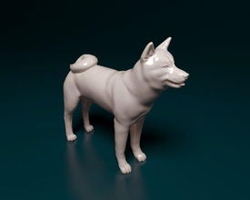 akita inu dog 3d print model in figurines 3dexport animal printable stl obj statue 3d print model - Mito3D