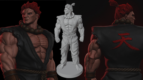 akuma v2- street fighter man streetfighter game games console colletction 3d print model - Mito3D