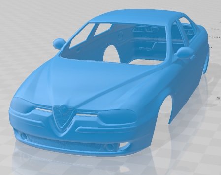 alfa romeo 156 1997 printable body car 3d print model in automotive 3dexport slot scalextric tamiya rc miniz hobby micro 3D print model - Mito3D
