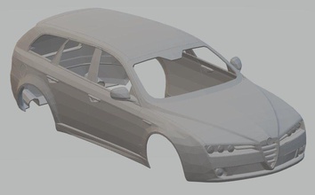 alfa romeo 159 sw imprimible cuerpo del coche ranura tamiya rc radio de control el vagón scalextric miniz shell 3d print model - Mito3D