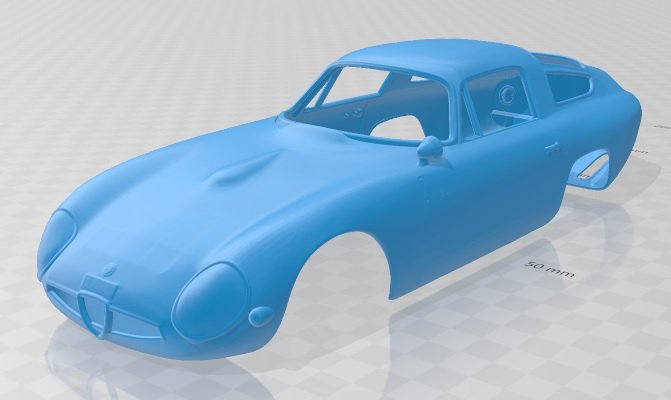 alfa romeu giulia tz 1963 imprimível corpo carro 3d impressão modelo in automotivo 3dexport fenda escalextrico tamiya rc miniz passatempo micro 3D print model - Mito3D