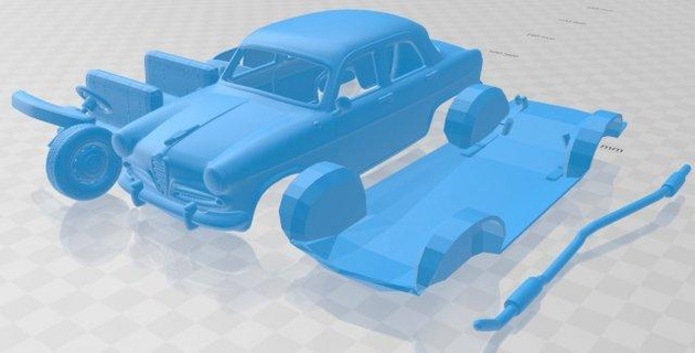 alfa romeo giulietta berlina 1955 printable car automotive slot scalextric tamiya rc miniz hobby micro 3d print model - Mito3D