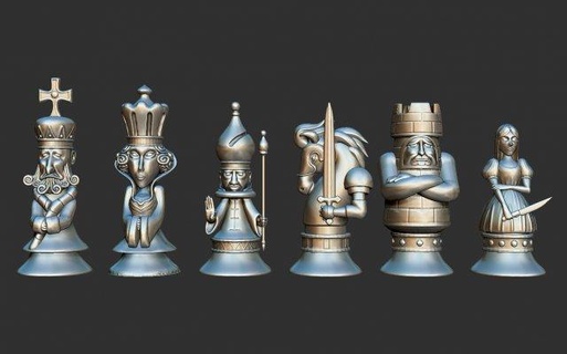 alice madness returns chess set 3d print model in board games 3dexport piece pieces accessories figures sculpture king queen bishop knight rook pawn game 3d print model - Mito3D