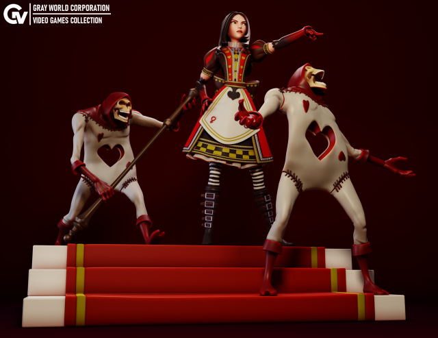 Alice Kraliyet takım elbise delilik İadeler Kadın oyunlar video oyunları Mcgee 3D print model - Mito3D