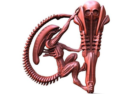 extraterrestre cnc stl escultura xenomorfo monstruo criatura alivio artcam aspirar 3d print model - Mito3D