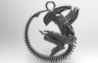 alien pendant 3d print model in pendants 3dexport jewelry jewel movie monster creature sci-fi space 3d print model - Mito3D
