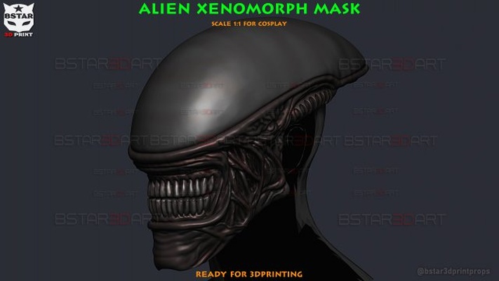 alieno xenomorfo maschera cosplay 3d stampa modello in giocattoli 3dexport casco anatomia testa cranio giocattolo indossabile meraviglia comico dc halloween 3d print model - Mito3D