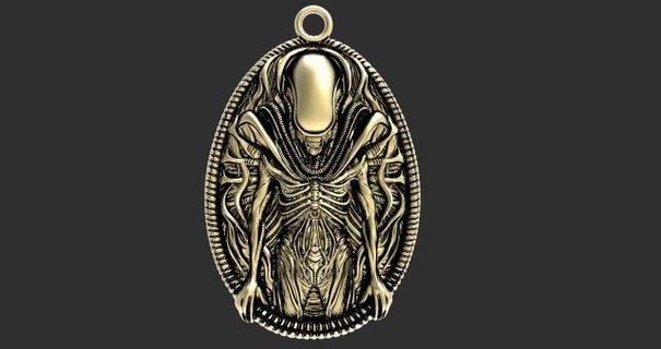 alieno xenomorfo pendente ciondoli gioielleria gioiello giger 3d print model - Mito3D