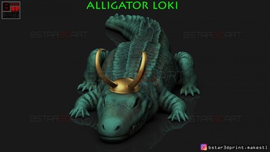alligator loki - tv series marvel comics 3d print model in animals 3dexport ironman sylvie laufeydottir kid 2021 bust figure crocodile animal art 3d print model - Mito3D
