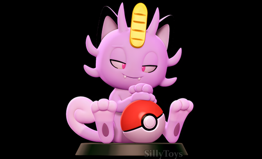 Alolan miaulement Pokémon monstres créatures pokeball créature monstre chat animal compagnie dessin animé anime violet 3d print model - Mito3D