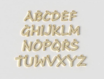 alfabeto colgantes joyería joya paulorani moda Moda moderno plata letra fuente letter ring diamond inicial alphabet pendant necklace 3d print model - Mito3D