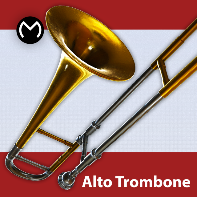 alto trombone 3d modelo in latão 3dexport música vento chifre jazz orquestra show clássico ouro banda realista tubo pbr 3D print model - Mito3D