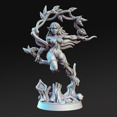 alura miniatures ready to print 3d model in sculpture 3dexport fantasy miniature chaos girl tree woman dryad warrior warhammer forrest armor weapon wizard assassin rnestudio lord paladin dnd rpg 3d print model - Mito3D