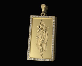 amazon pendente 3d stl ciondoli oro argento platino sterlina pietre preziose brillante donne elegante gioiello uomini Cacciatrice arco 3d print model - Mito3D