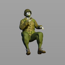 americano esercito militare conducente mondo guerra 3d stampa modello in uomo 3dexport umano persona maschio sedersi seduta posto sedere impostato soldato guerriero corpo testa carattere casco capi abbigliamento 3d print model - Mito3D