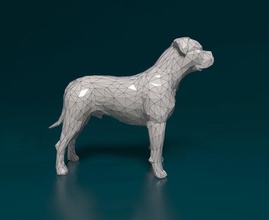 américain bouledogue polygonal 3d impression modèle in figurines 3dexport chien stl animal figure obj compagnie statue 3d print model - Mito3D