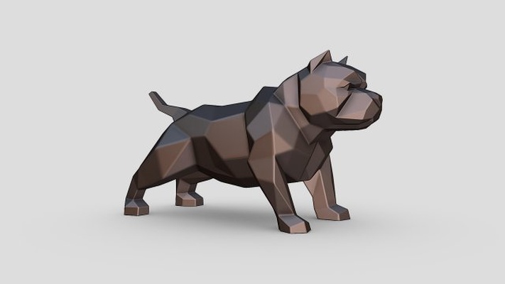 american bully 3d print model in animals 3dexport 3dprinted 3dprinting art gift lowpoly 3dprint animal decor interior miniatures sculpture statue toy dog mammal 3d print model - Mito3D