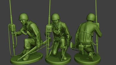 amerikanisch ingenieur soldat ww2 crouch2 a9 3d drucken modell figuren 3dexport miniatur skulptur zahl aktion krieg militär armee m1 weltkrieg alliierte garand detektor scr 511 3d print model - Mito3D