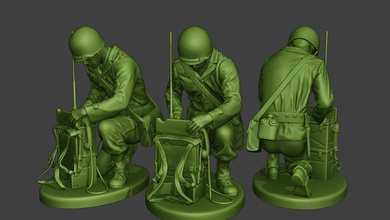 amerikanisch ingenieur soldat ww2 crouch3 a9 3d drucken modell figuren 3dexport miniatur skulptur zahl aktion krieg militär armee m1 weltkrieg alliierte garand detektor scr 300 3d print model - Mito3D