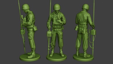 americano ingegnere soldato ww2 talkradio a9 3d stampa modello in figurine 3dexport miniatura scultura figura azione uomo guerra militare esercito m1 seconda mondiale alleati garand rivelatore scr 511 3d print model - Mito3D