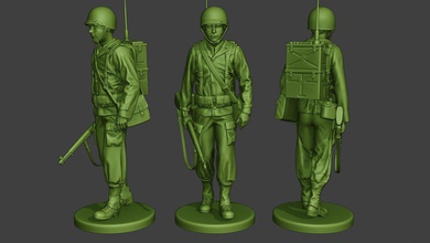 american engineer soldier ww2 walk a9 3d print model in figurines 3dexport miniature sculpture figure action man war military army m1 worldwarii allies garand detector scr-300 3d print model - Mito3D