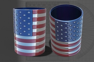 Amerikan bayrağı silindir bayrak kap silindirik rahatlama 3d print model - Mito3D