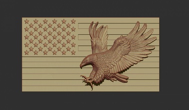 americano bandiera aquila stl modello cnc 3d stampa in segni loghi 3dexport uniti d'america falg veterano nazione america agitando intaglio scolpito stampabile 3d print model - Mito3D