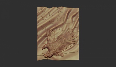 american flag eagle stl model cnc 3d print usa falg veteran country america waving carving carved printable 3d print model - Mito3D