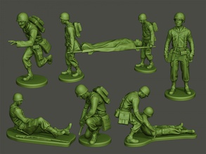 american medic soldiers ww2 a8 pack 3d print model in figurines 3dexport miniature sculpture figure soldier action man war military army helmet worldwarii allies browning safety 3d print model - Mito3D