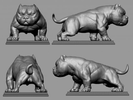 american pitbull exotic animals terrier dog canine mammal pit bull puppy pet high poly print miniatures figurines art 3d print model - Mito3D